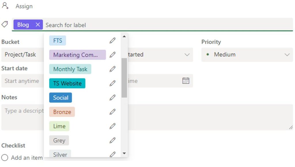 Labels in Planner